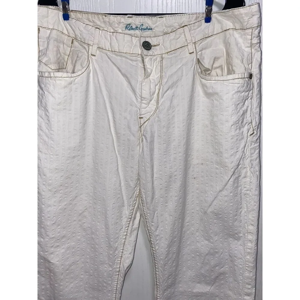 Robert Graham Jeans Classic Yates Mens Pants Size 36/32‎ Off White/Ivory
